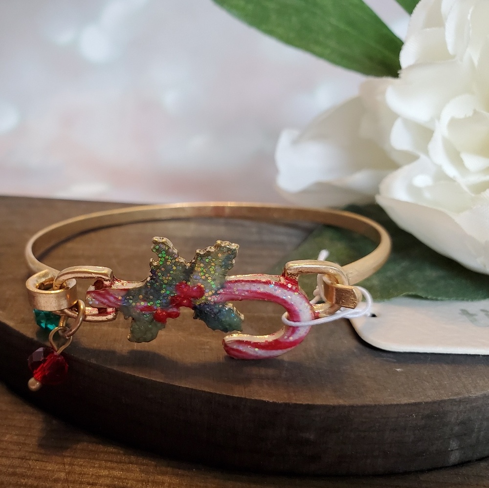 NWT GOLD Candy Cane Charm Bracelet